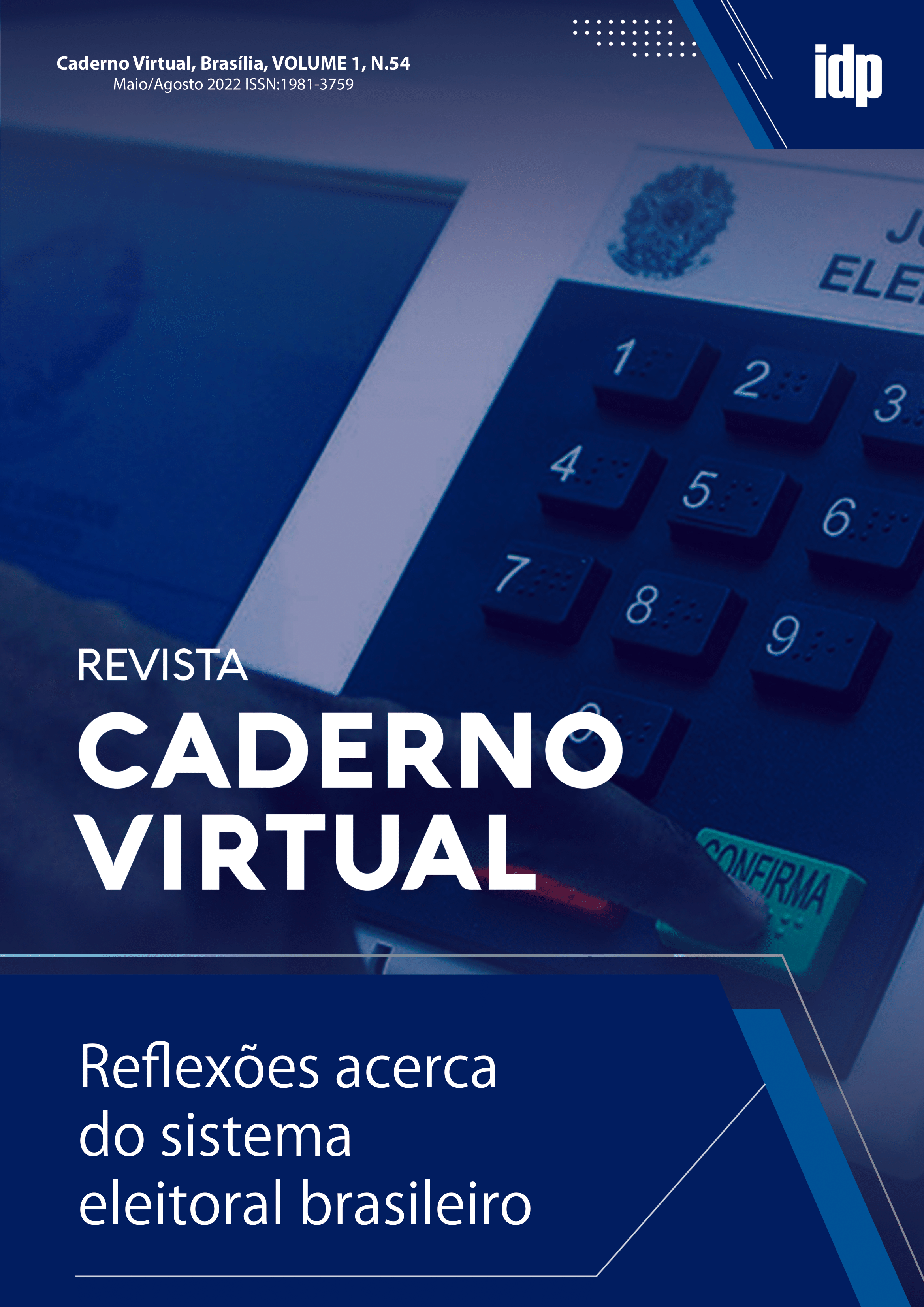 Capa da revista: Caderno virtual. Reflexões acerca do sistema eleitoral brasileiro.